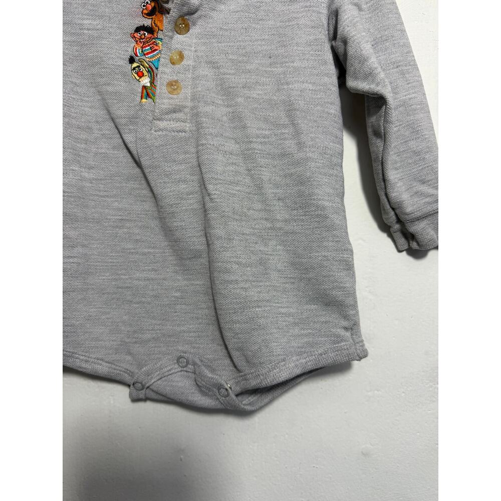 Vintage Sesame Street Boys 18 Mo Embroidered Characters Gray Long Sleeve Shirt - Picture 4 of 7